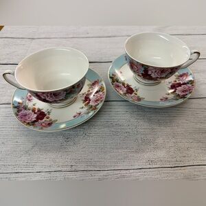 Shabby Chic brand Floral/Strawberry Cup and Saucers price is for 2 sets (4pc)